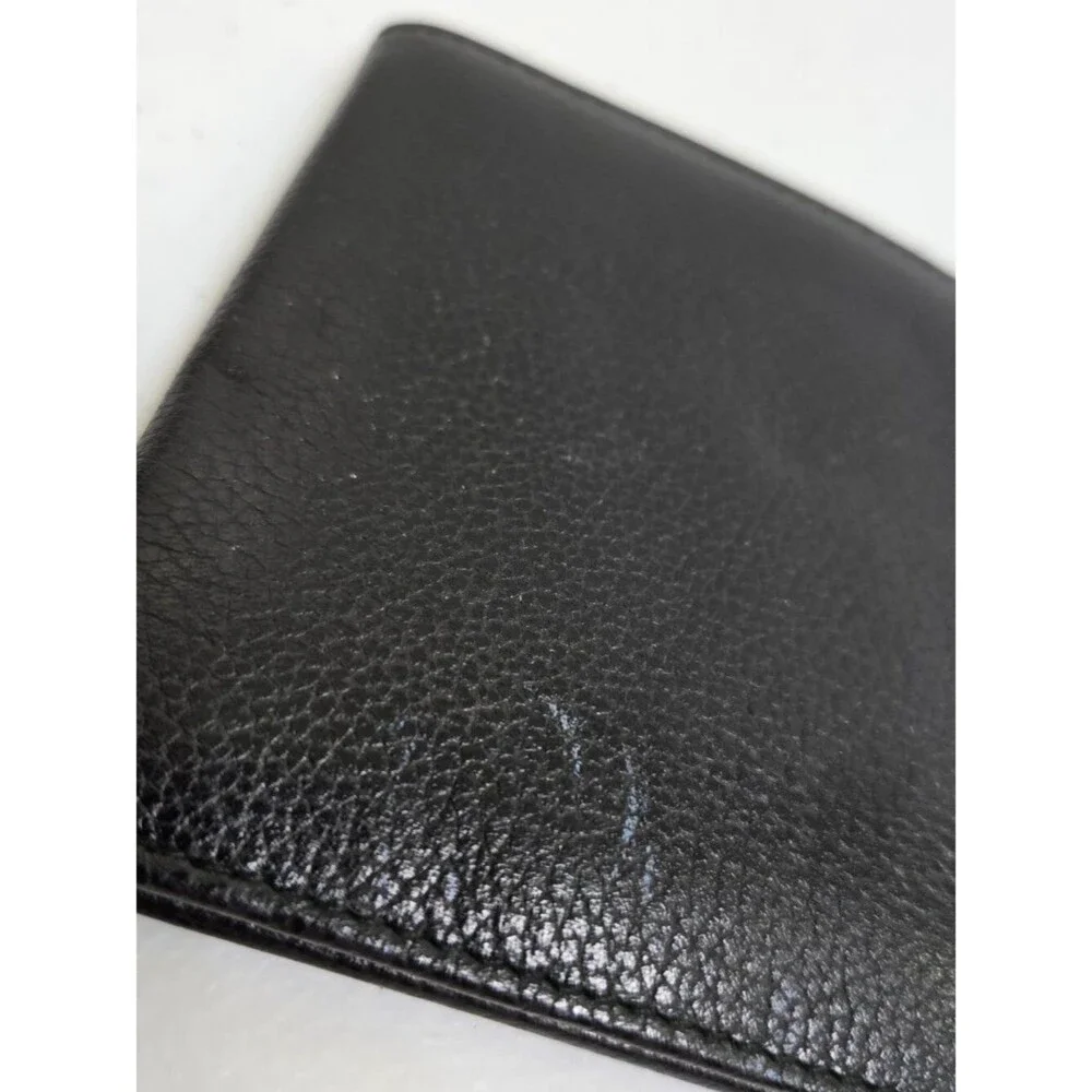 Emanuel Ungaro Bifold Wallet Black Gold Tone Mens Leather Vintage Small